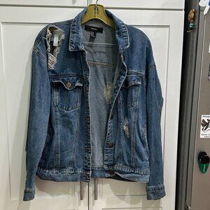 Forever 21 Distress Jean Jacket, Size: M